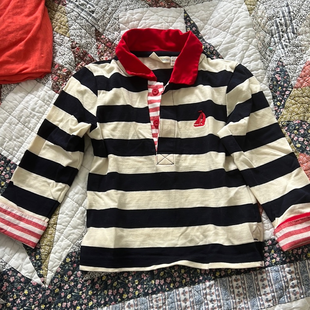 Long sleeve striped polo | Sz 18-24 months